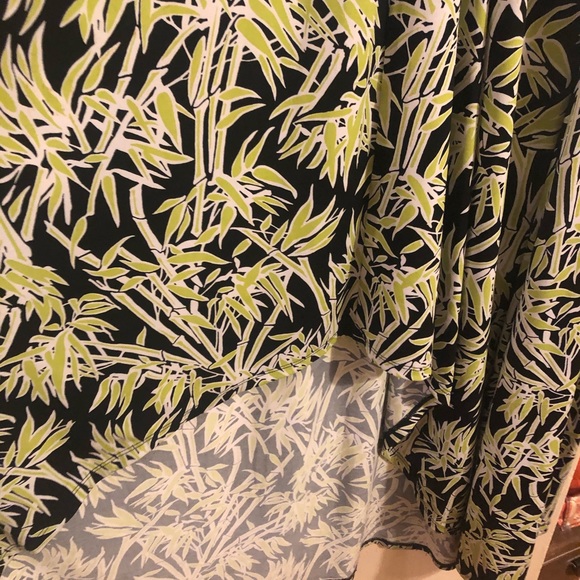 😍 MICHAEL Michael Kors Bamboo Print Pear Green High Low Faux Wrap Dress🎊 - Picture 9 of 11